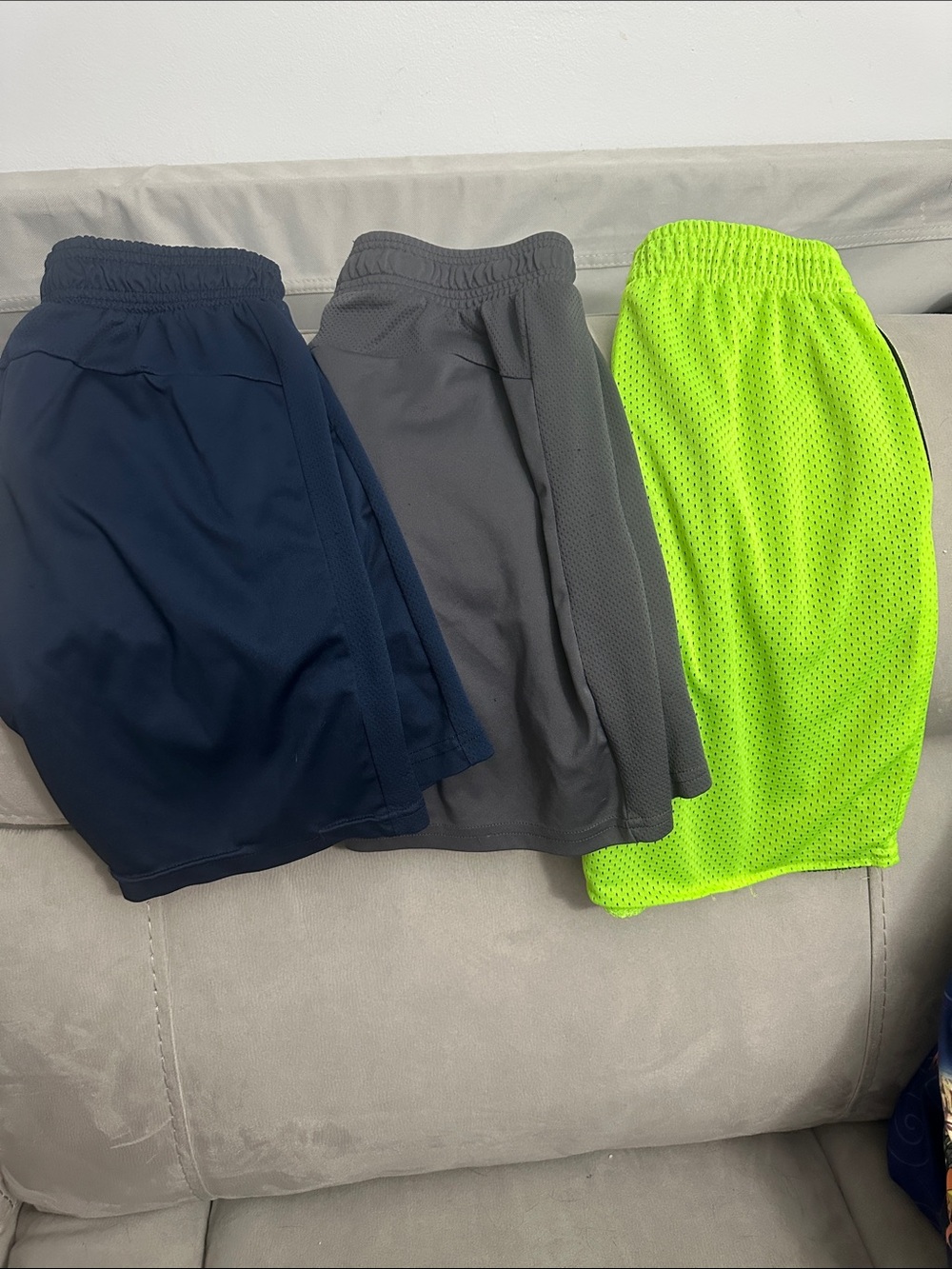 Athletic Works Navy Shorts with Neon Yellow Logo